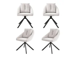 Juego de 4 sillas de comedor giratorias de terciopelo beige con respaldo tapizado y patas de metal negro