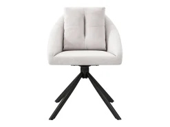 Juego de 4 sillas de comedor giratorias de terciopelo beige con respaldo tapizado y patas de metal negro