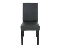 Juego de 6 sillas de comedor Littau de piel sintética, polipiel, negro mate, patas oscuras