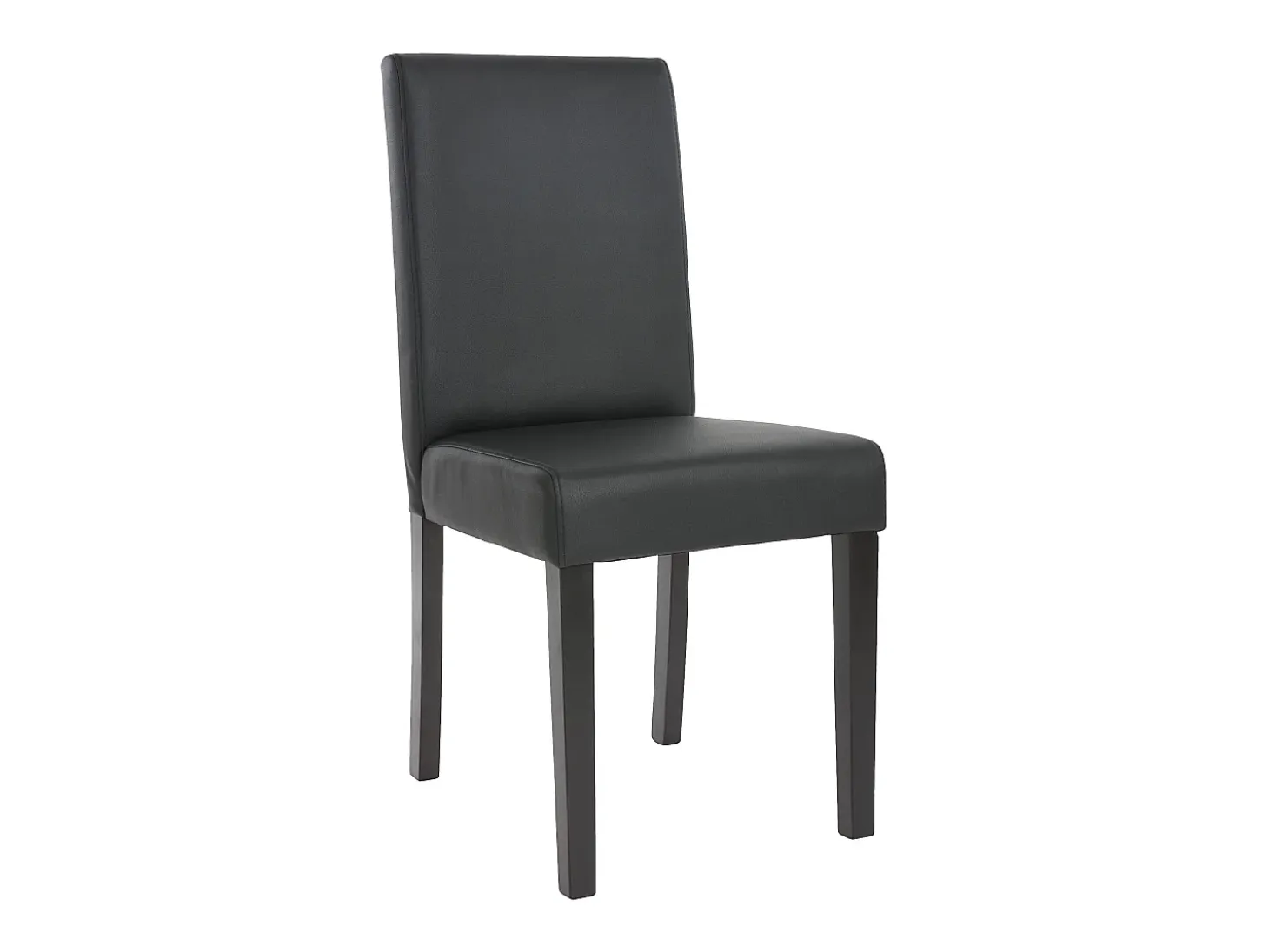 Juego de 6 sillas de comedor Littau de piel sintética, polipiel, negro mate, patas oscuras