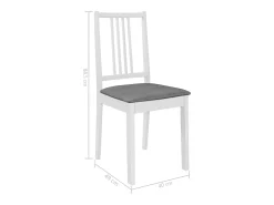 Juego de 2 sillas de comedor con cojines de madera maciza blanca