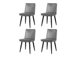 Juego de 4 sillas de comedor, PU gris, con asientos acolchados de doble capa - para comedores y salas de estar