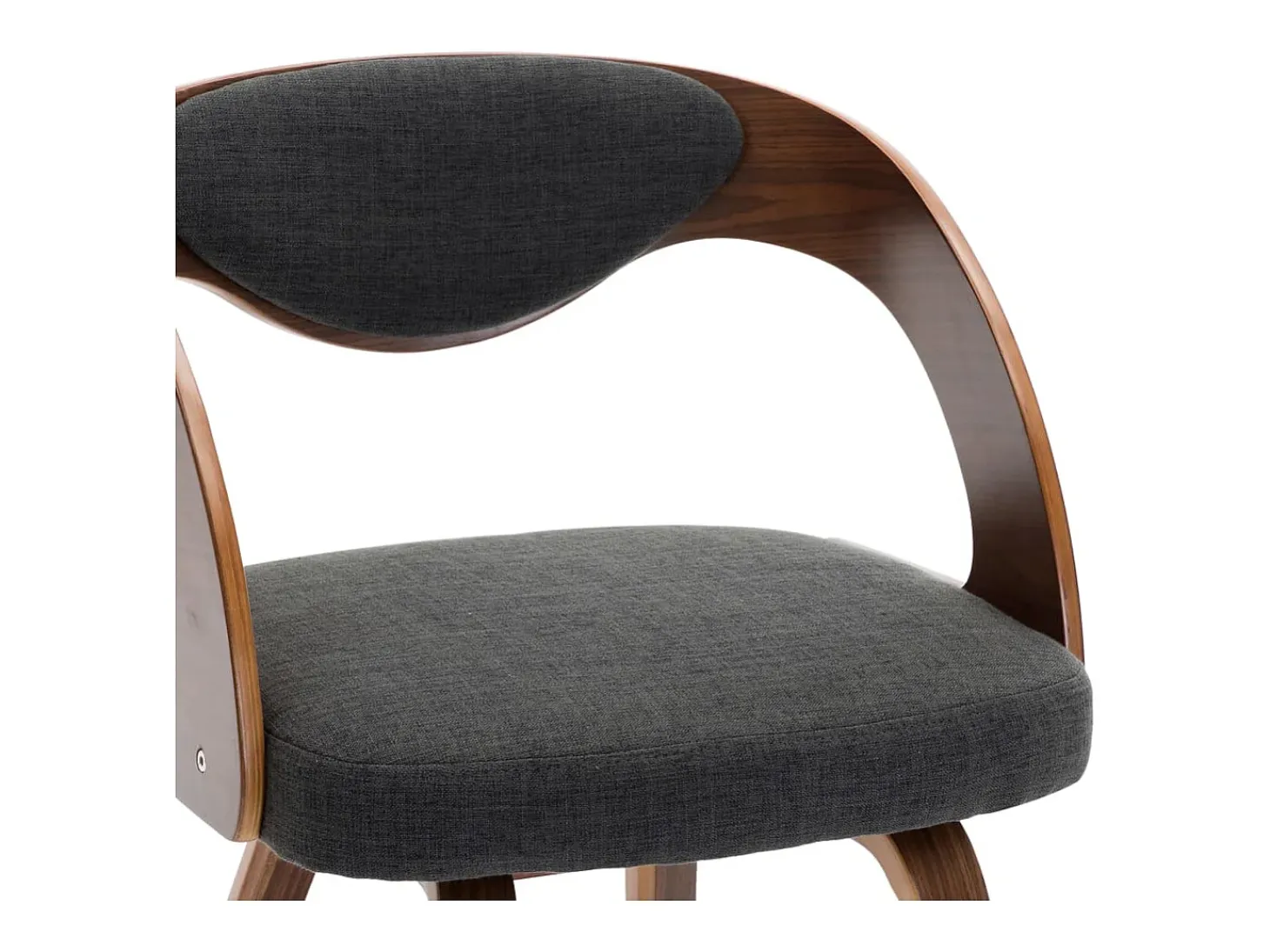Juego de 4 sillas de comedor de madera curvada gris oscuro y tela