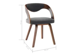 Juego de 4 sillas de comedor de madera curvada gris oscuro y tela