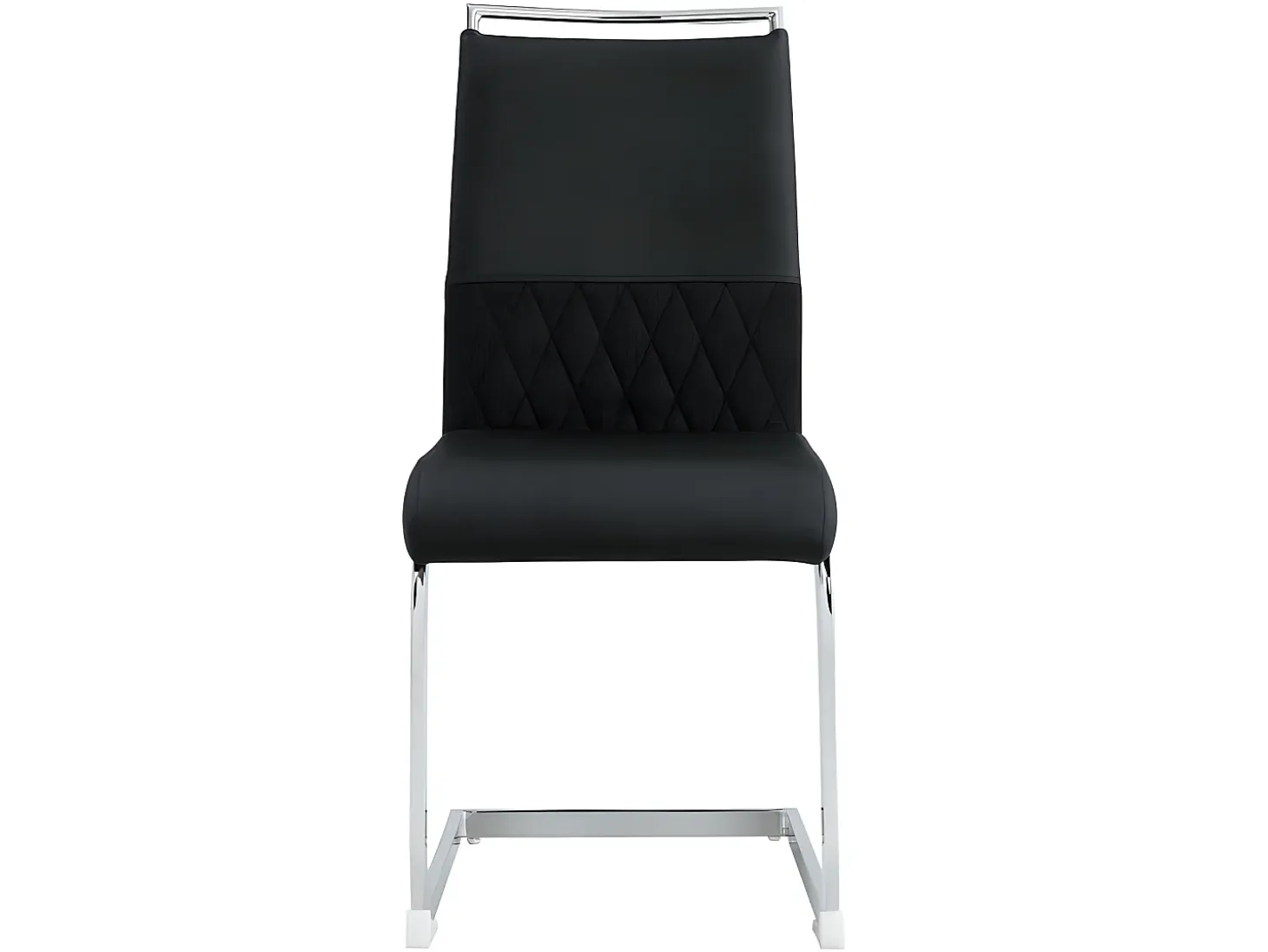 Juego de 2 sillas de comedor - piel sintética y respaldo de lino - negro