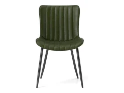 Juego de 4 sillas de comedor en PU verde con patas de metal negro - estilo moderno