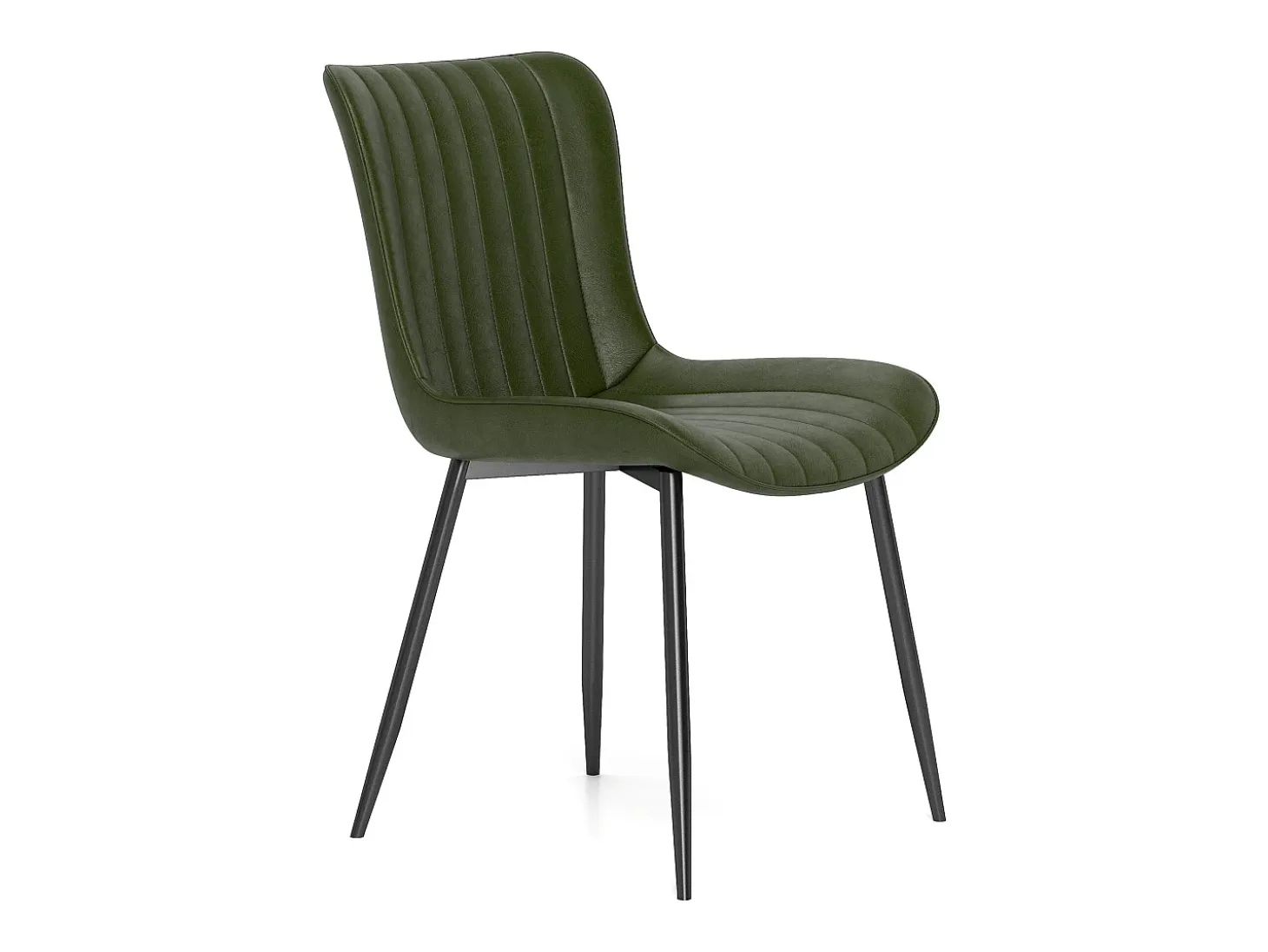 Juego de 4 sillas de comedor en PU verde con patas de metal negro - estilo moderno