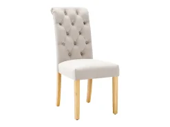 Juego de 2 sillas de comedor de terciopelo - 100 x 63 x 45 cm - con patas de roble - para dormitorio y salón - beige