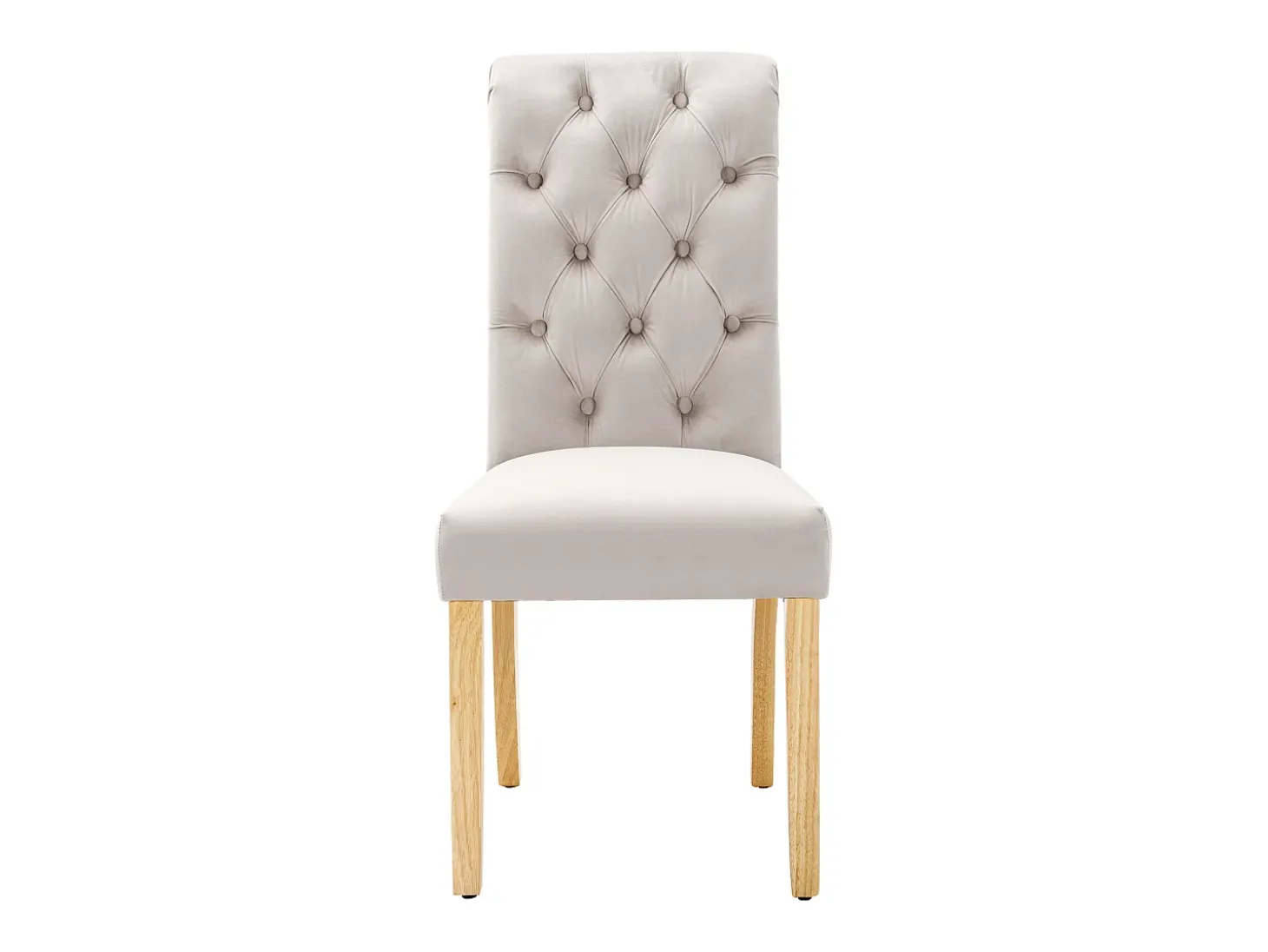 Juego de 2 sillas de comedor de terciopelo - 100 x 63 x 45 cm - con patas de roble - para dormitorio y salón - beige