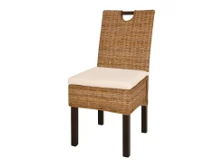 Juego de 2 sillas de comedor de ratán Kubu de madera de mango