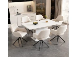 Juego de 2 sillas de comedor giratorias en terciopelo - 60 x 60 x 80 cm - con reposabrazos - beige
