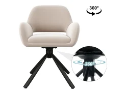 Juego de 2 sillas de comedor giratorias en terciopelo - 60 x 60 x 80 cm - con reposabrazos - beige