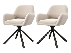 Juego de 2 sillas de comedor giratorias en terciopelo - 60 x 60 x 80 cm - con reposabrazos - beige