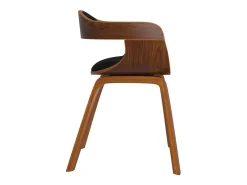 Juego de 2 sillas de comedor de madera curvada negra y piel sintética.