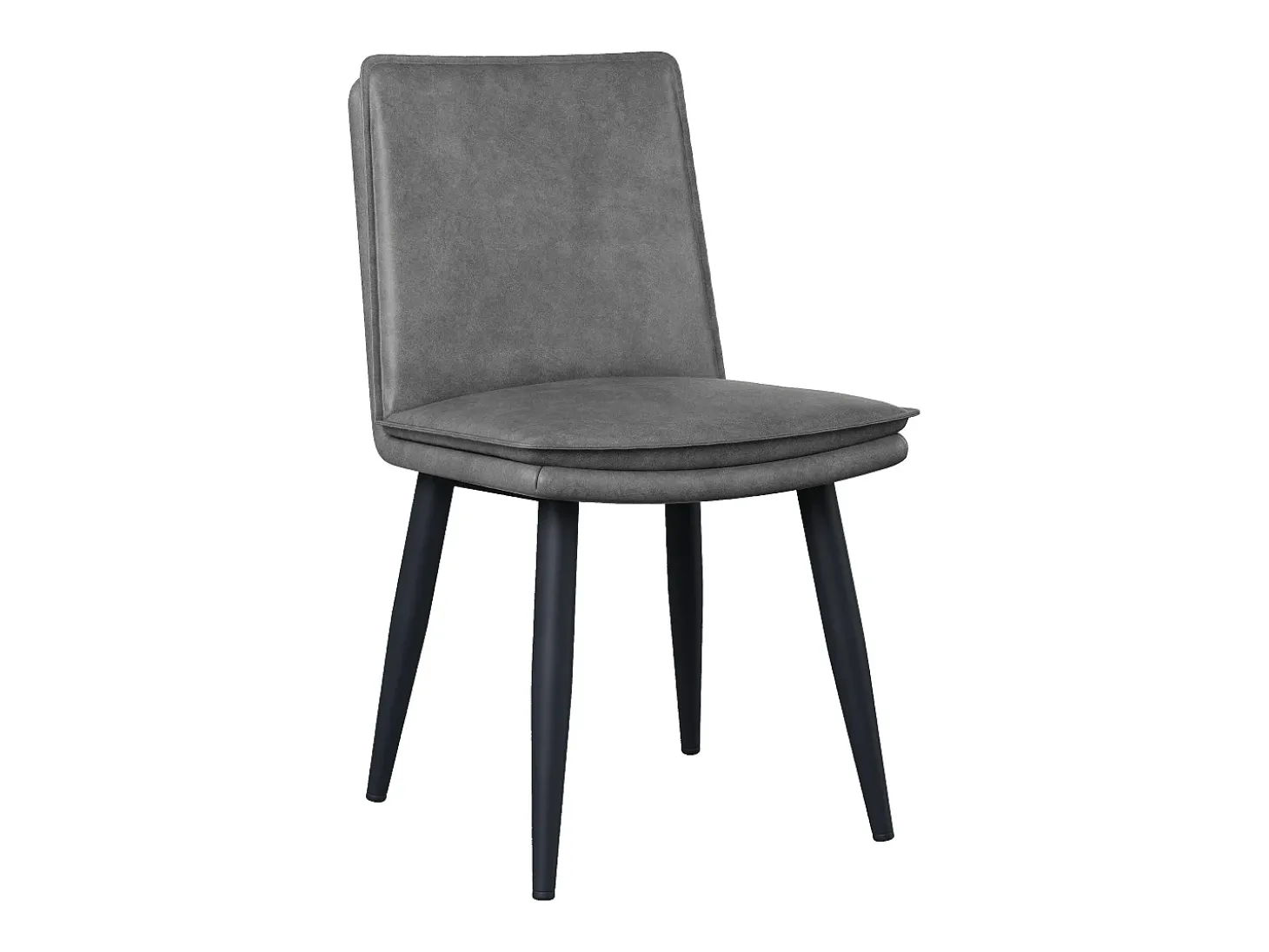 Juego de 2 sillas de comedor - Cojines dobles - Tejido de PU - Patas de metal - Gris