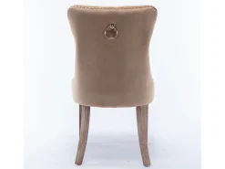 Juego de 2 sillas de comedor en terciopelo caqui con tachuelas decorativas y respaldo acolchado