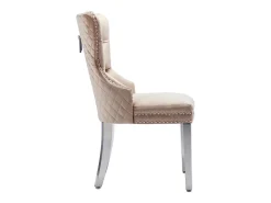Juego de 2 sillas de comedor - Terciopelo y metal - Respaldo con motivos de rombos - Beige