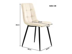 Juego de 4 sillas de comedor, beige, asiento de terciopelo, respaldo cómodo, estructura de metal.