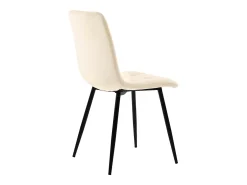 Juego de 4 sillas de comedor, beige, asiento de terciopelo, respaldo cómodo, estructura de metal.