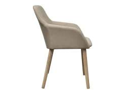 Juego de 2 Sillas de comedor tela y madera maciza de roble beige ES142552