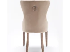 Juego de 2 sillas de comedor, respaldo alto, terciopelo vintage, botones, estructura de madera maciza