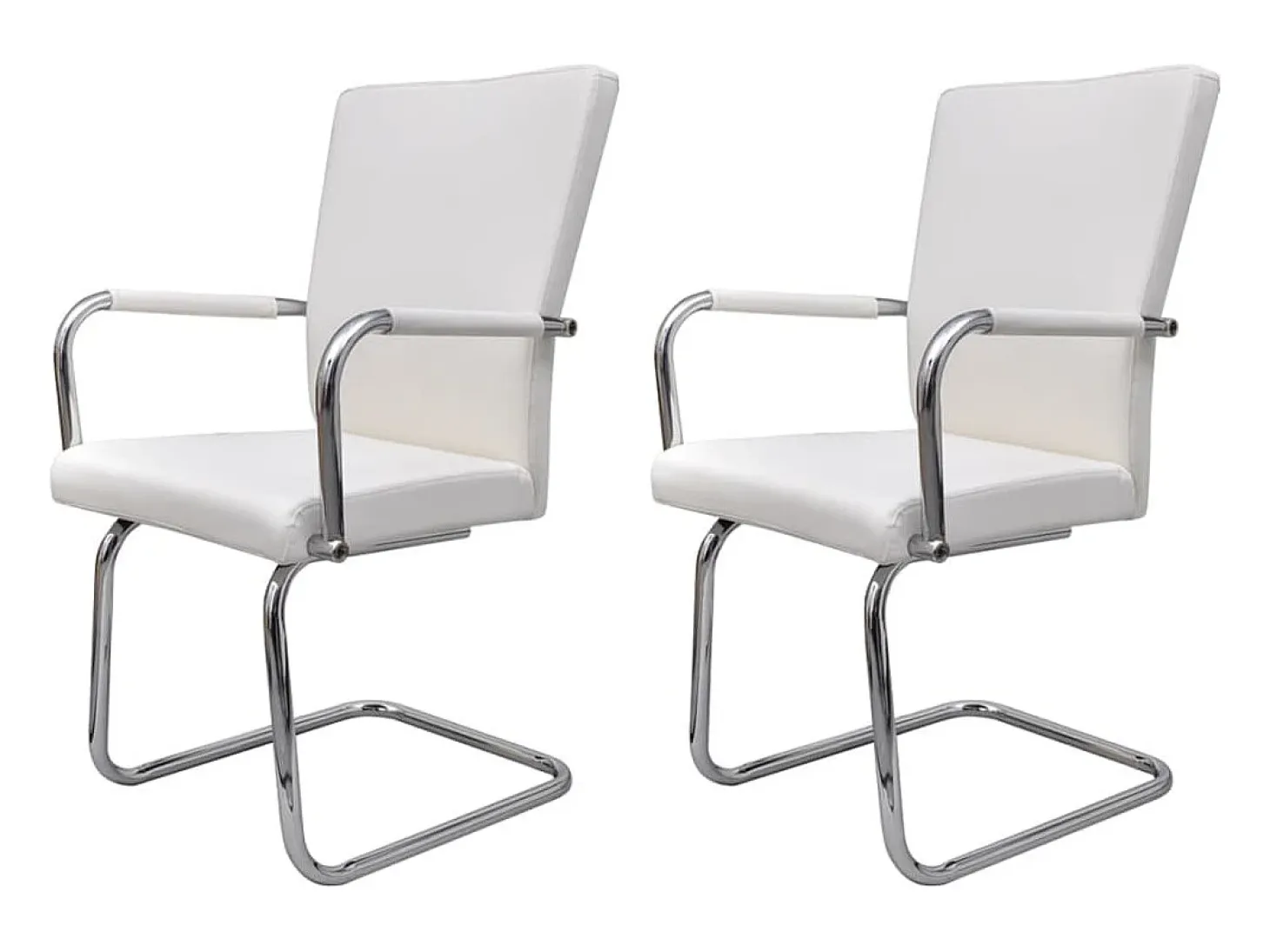 Juego de 2 sillas de comedor Cantilever de piel sintética blanca