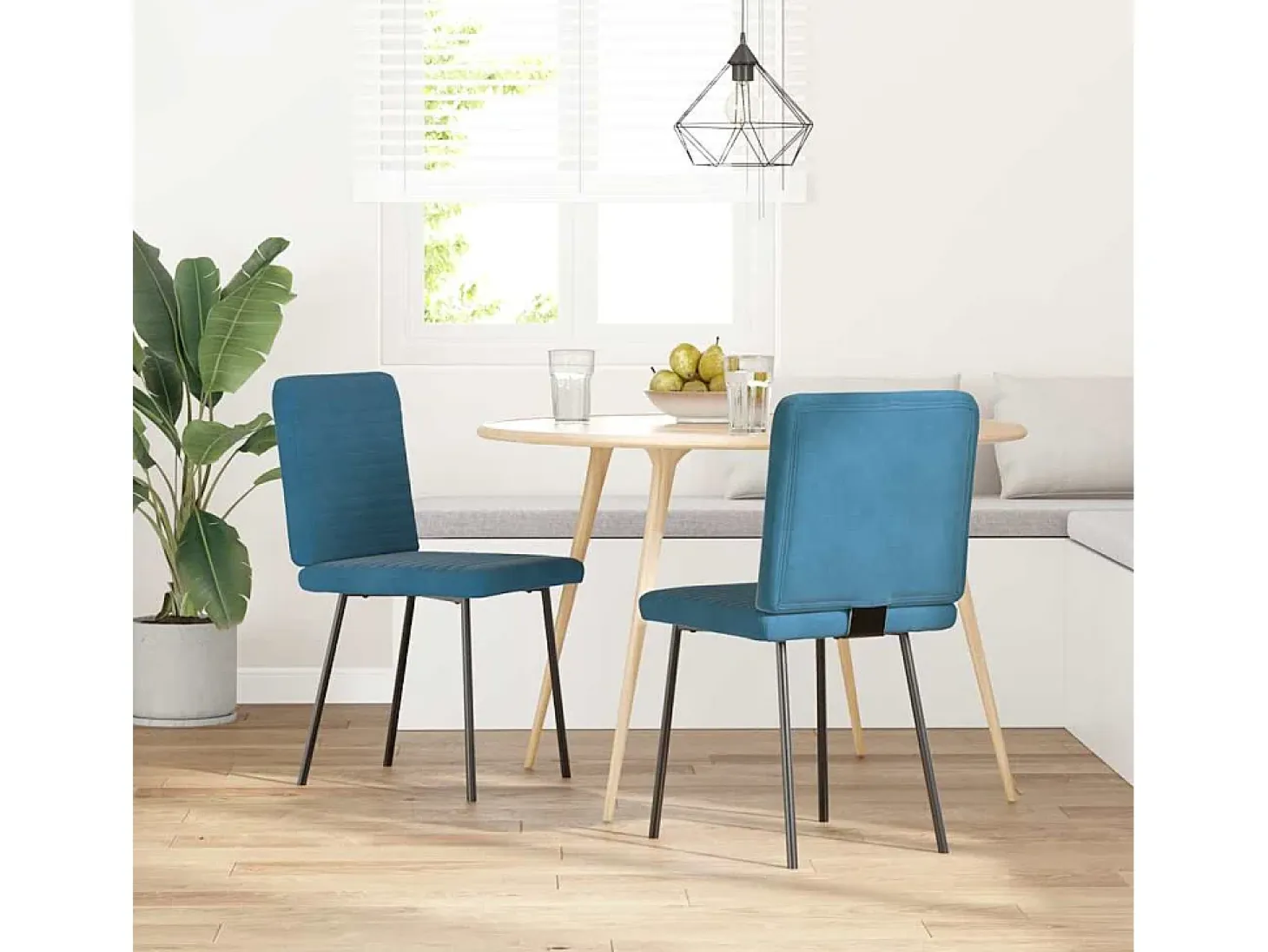 Juego de 2 sillas de comedor de terciopelo azul