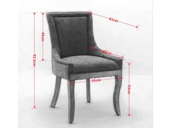 Juego de 2 sillas de comedor en chenilla beige con tachuelas decorativas y respaldo, patas de madera