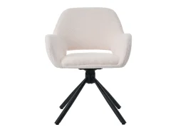Juego de 6 sillas de comedor giratorias tapizadas en tela sherpa - 60 x 60 x 80 cm - con reposabrazos - blancas