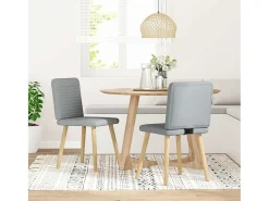 Juego de 2 sillas de comedor de tela gris claro