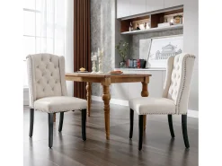 Juego de 4 sillas de comedor de terciopelo, patas de roble, diseño moderno, beige (L 103,68 x An 50,29 x Al 46,36 cm)