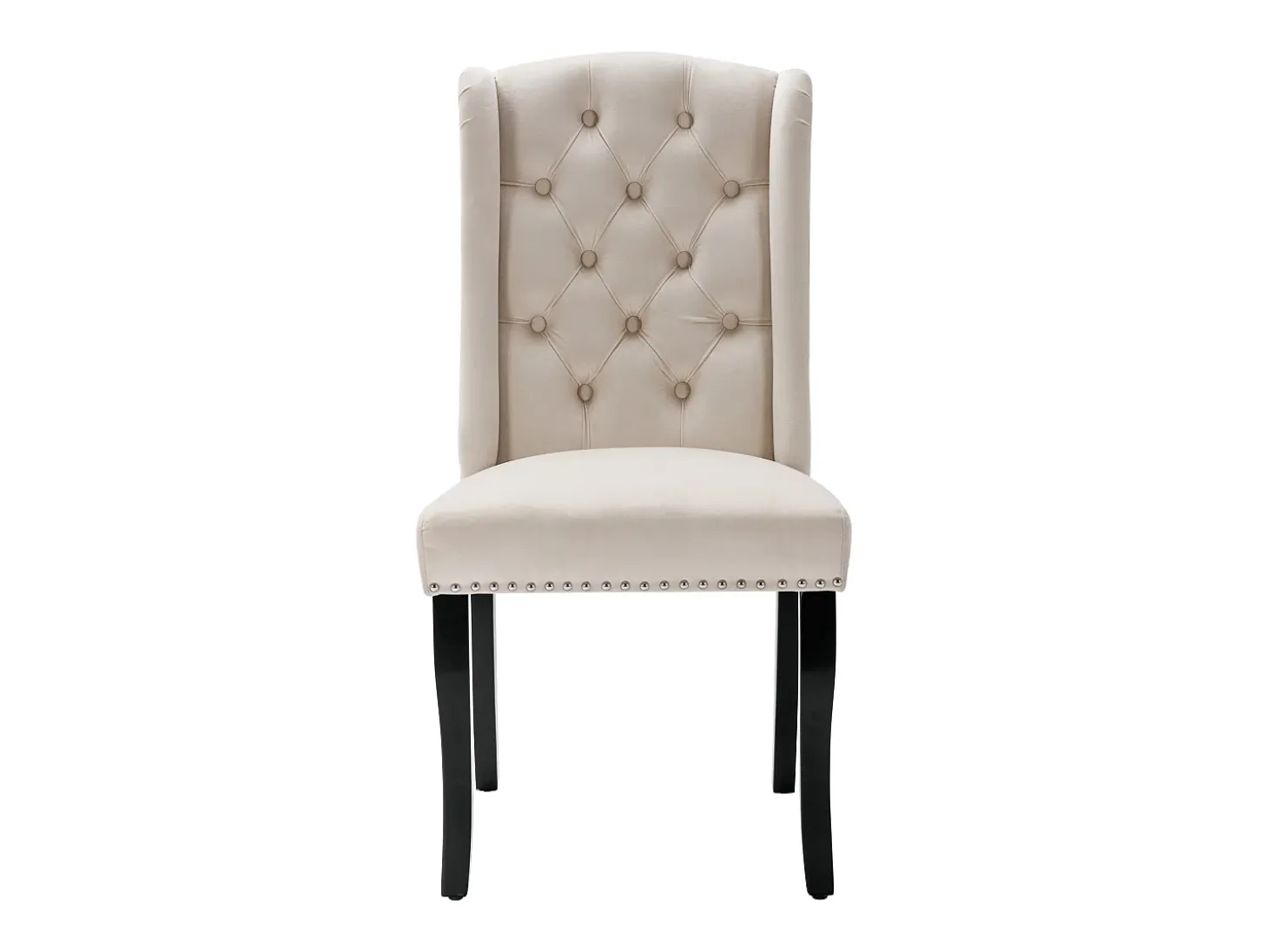 Juego de 4 sillas de comedor de terciopelo, patas de roble, diseño moderno, beige (L 103,68 x An 50,29 x Al 46,36 cm)