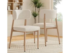Juego de 4 sillas de comedor de metal con acabado imitación madera - 50 x 53 x 84 cm - estilo moderno - acabado rizado - natural