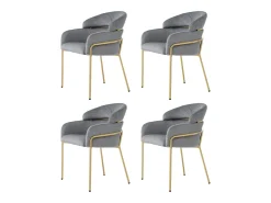 Juego de 4 sillas de comedor, diseño elegante, terciopelo, patas de metal, gris (59,69 x 59,69 x 55,88 cm)