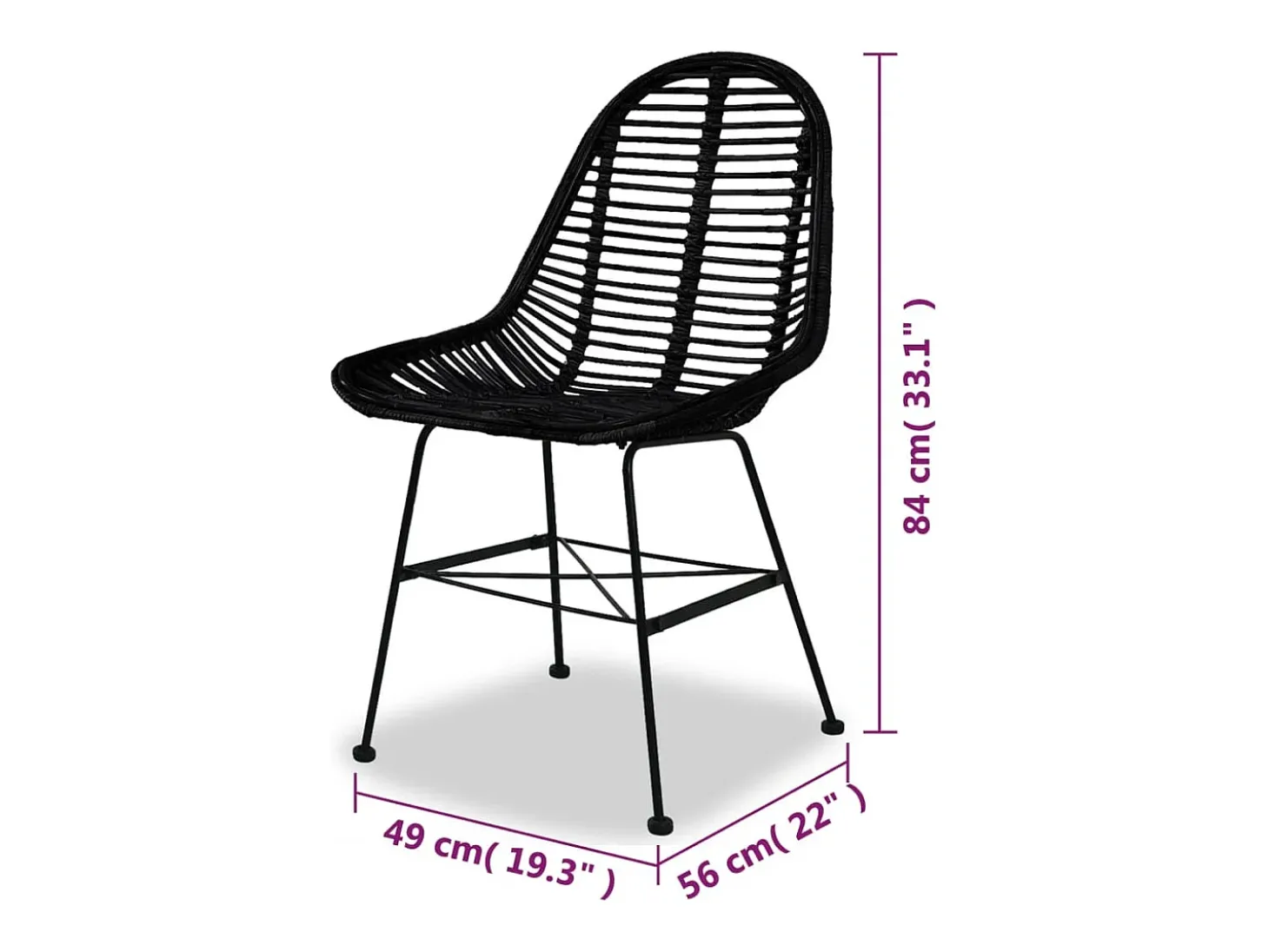 Juego de 2 Sillas de comedor ratán natural negro ES351321