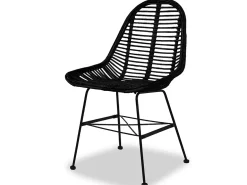 Juego de 2 Sillas de comedor ratán natural negro ES351321