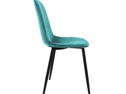 Juego de 4 sillas de comedor de terciopelo color petróleo con patas de metal incl. material de montaje ML-Design