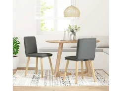 Juego de 2 sillas de comedor de tela gris oscuro