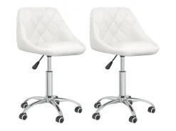 Juego de 2 sillas de comedor giratorias en piel sintética blanca