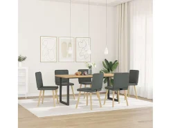 Juego de 6 sillas de comedor de tela gris oscuro