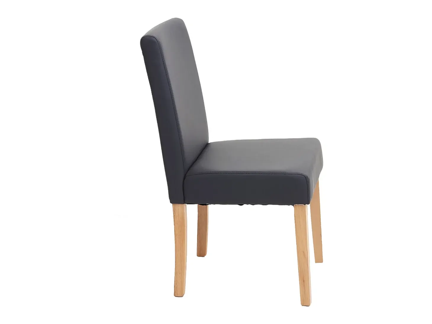 Juego de 6 sillas de comedor Littau de piel sintética, polipiel, gris mate, patas claras