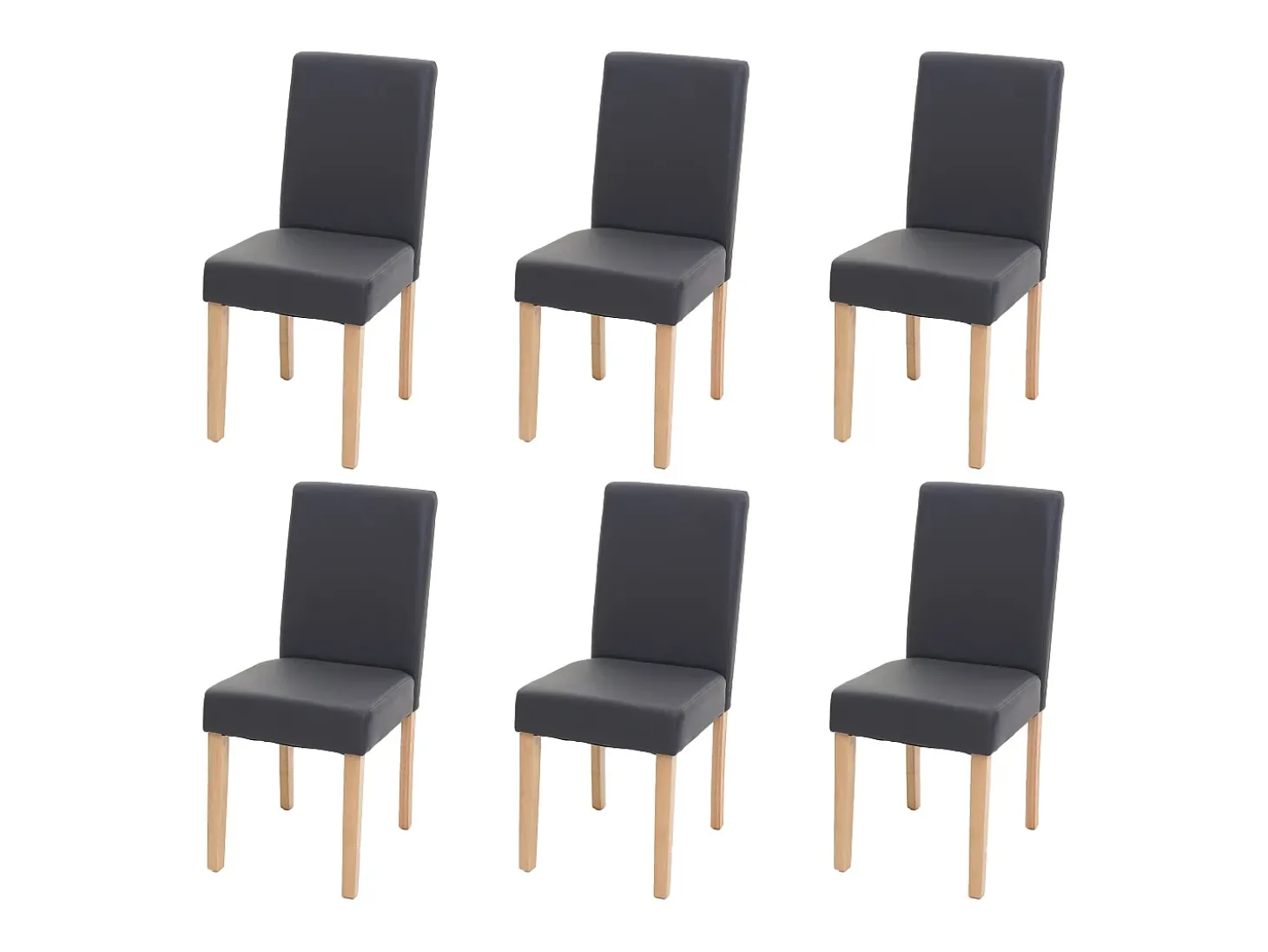 Juego de 6 sillas de comedor Littau de piel sintética, polipiel, gris mate, patas claras