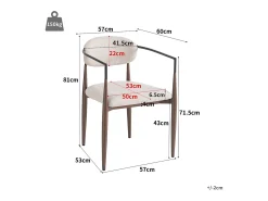 Juego de 2 sillas de comedor, lino beige, diseño ergonómico, patas ajustables