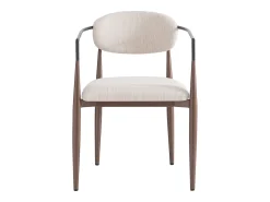 Juego de 2 sillas de comedor, lino beige, diseño ergonómico, patas ajustables