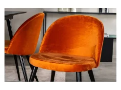 Juego de 2 sillas de comedor de terciopelo naranja y negro