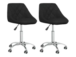 Juego de 2 sillas de comedor giratorias de piel sintética negra