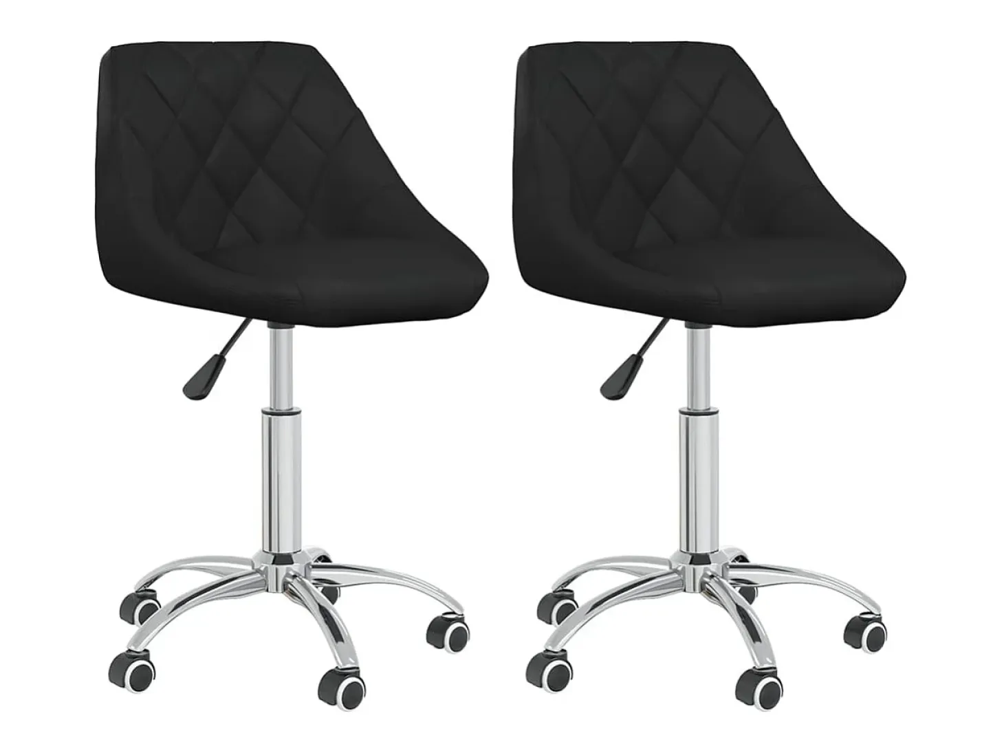 Juego de 2 sillas de comedor giratorias de piel sintética negra