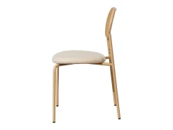 Juego de 2 sillas de comedor modernas con respaldo de ratán y patas de metal para comedor y sala de estar, color beige (2 unidades)