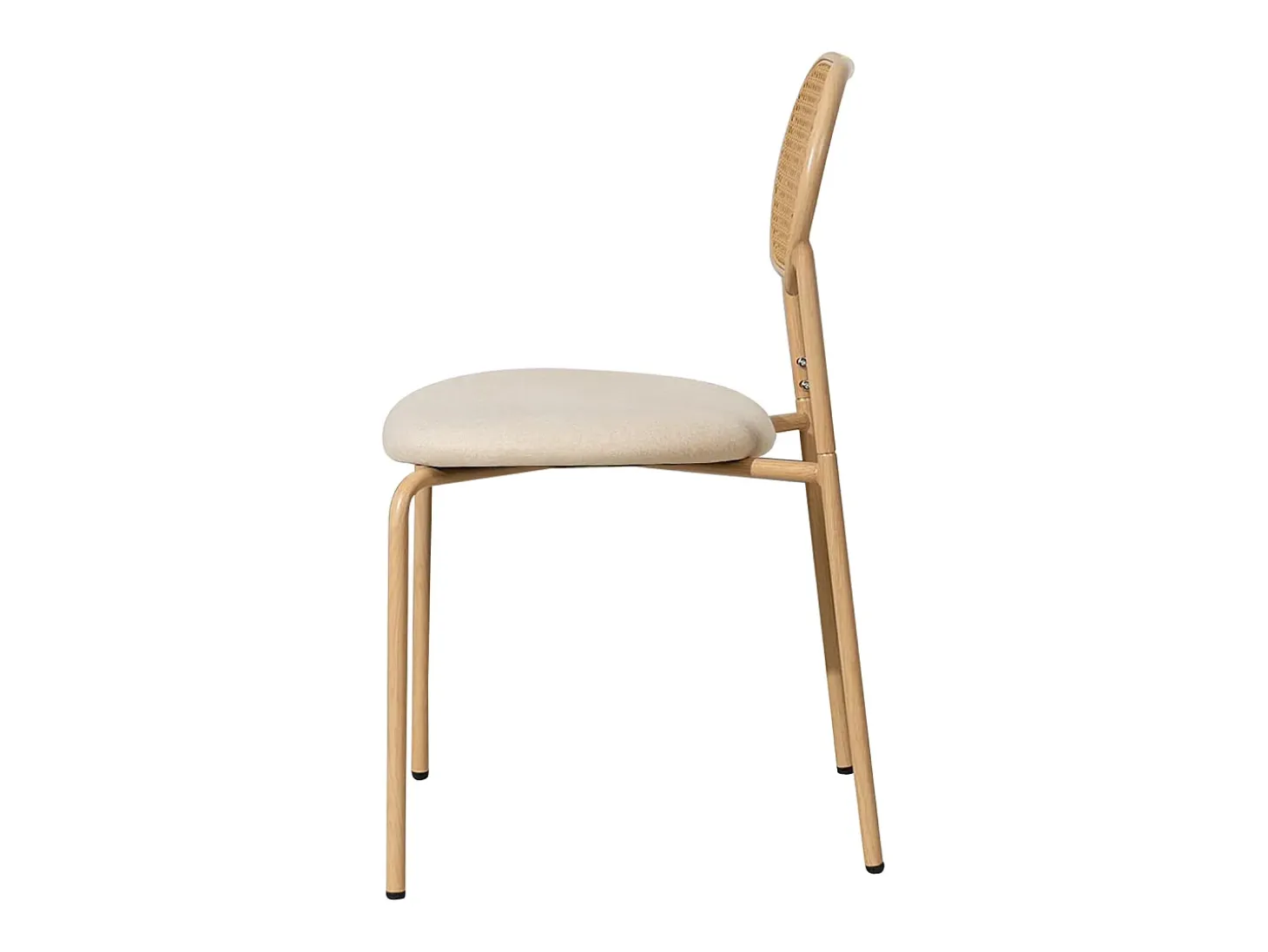 Juego de 2 sillas de comedor modernas con respaldo de ratán y patas de metal para comedor y sala de estar, color beige (2 unidades)