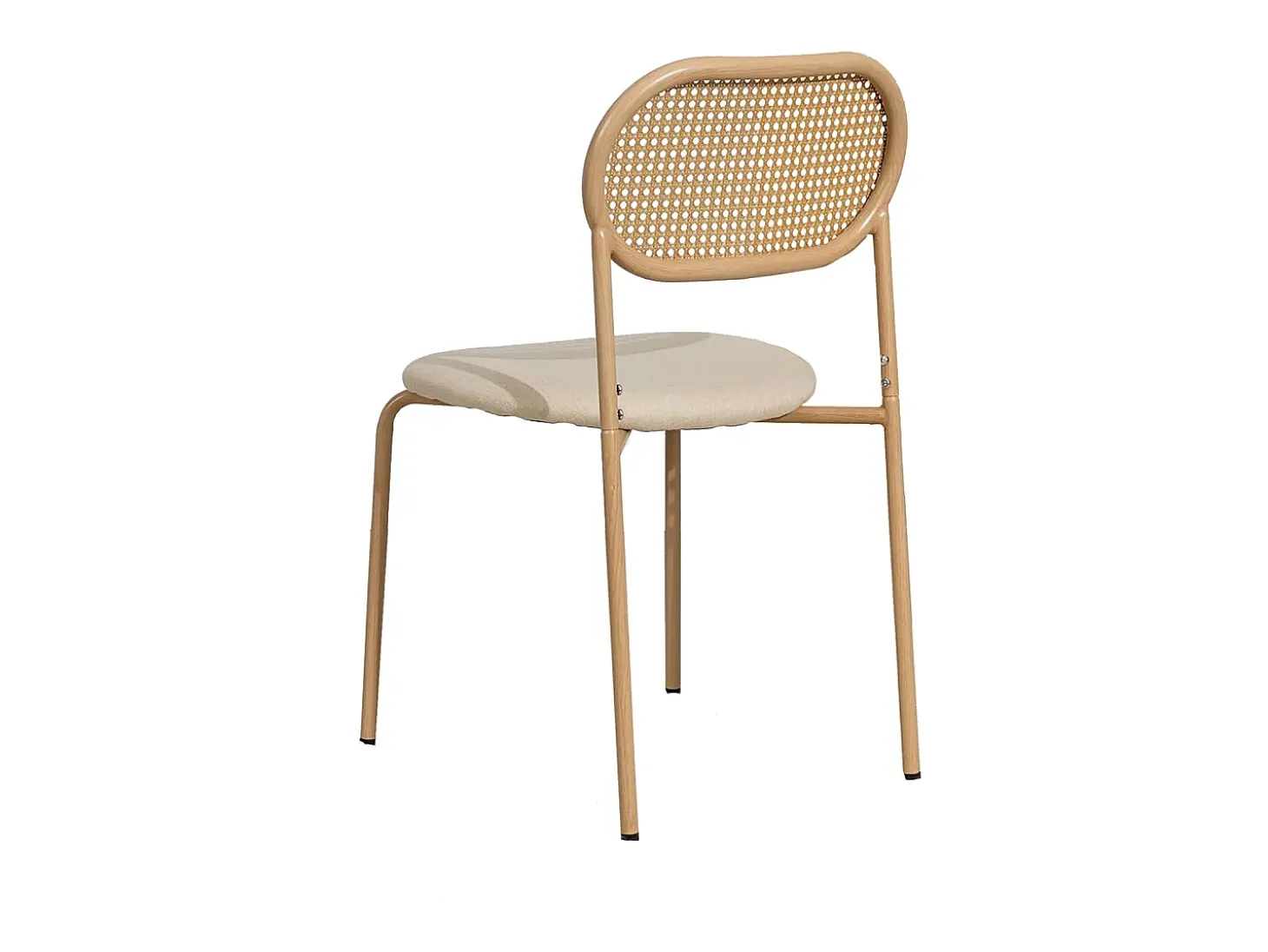 Juego de 2 sillas de comedor modernas con respaldo de ratán y patas de metal para comedor y sala de estar, color beige (2 unidades)
